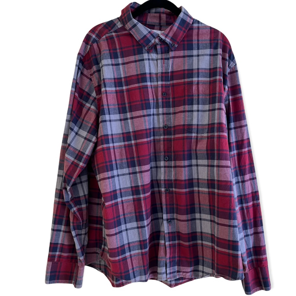 Goodfellow & Co Red and Grey Plaid "Northrop" Shirt Standard Length XL